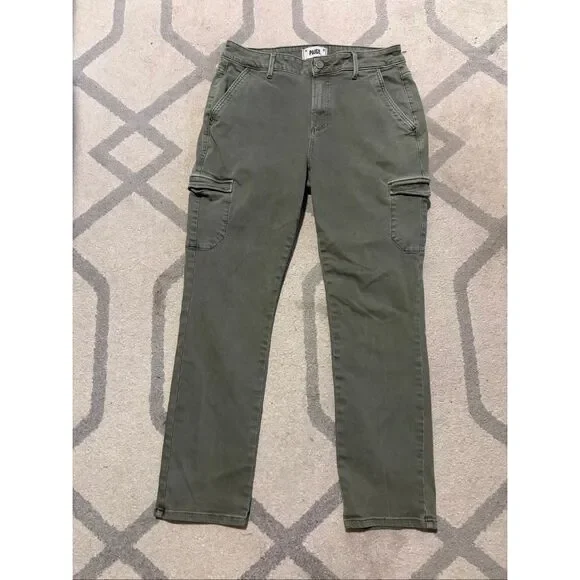 PAIGE Jolie Twill Cargo Pants in Ivy Green Size 29 - Picture 2 of 9